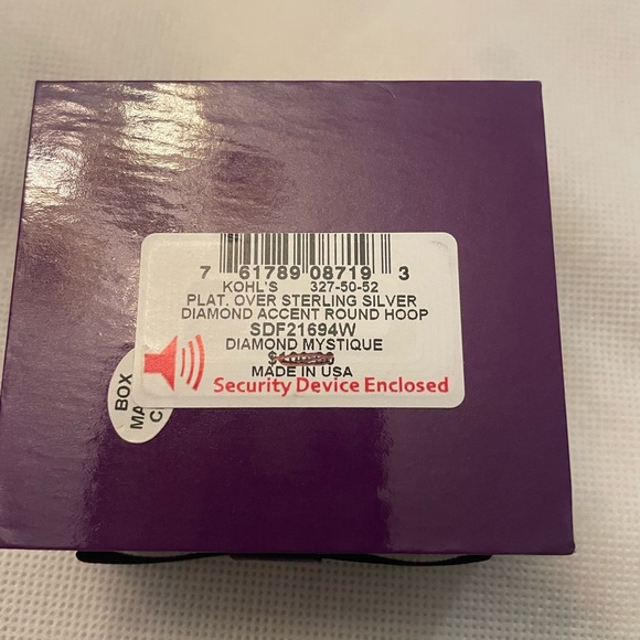 NWT Diamond Mystique Platinum over Sterling CZ Round Hoop Earrings in box - Picture 5 of 7